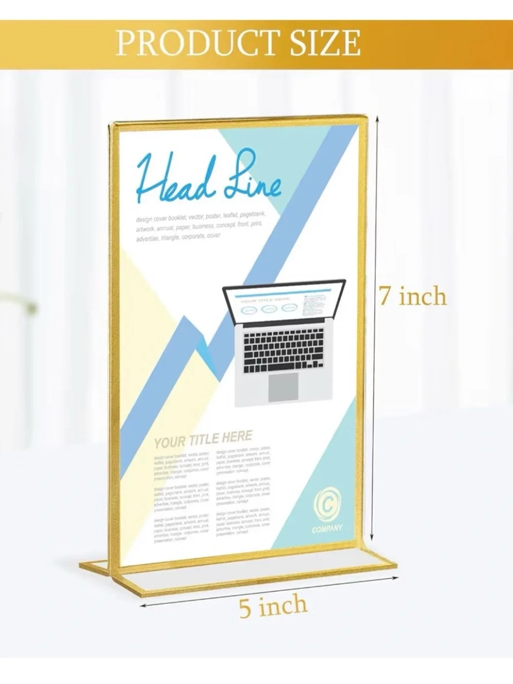 Clear Acrylic Sign Holders with Gold Rim, 5x7 inches, set of 7